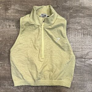 Gymshark Women's Medium Olive Zip-Up Sleeveless Top